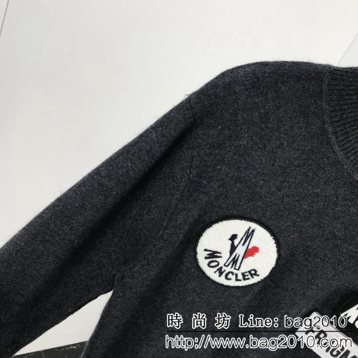 MONCLER蒙口 x 藤原浩合作系列 18年秋冬新款 高領貂絨 魔術貼徽章圖案 男款羊毛衫 ydi1553